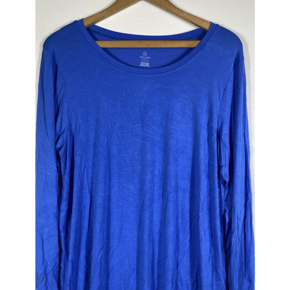 Offline by Aerie Knit Top Tunic Size L Blue Stretch Knit Coastal Athleisure Yoga - Picture 3 of 10
